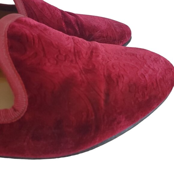 Del Toro Merlot Red Velvet Loafer Slippers Men\'s 8 main image 7